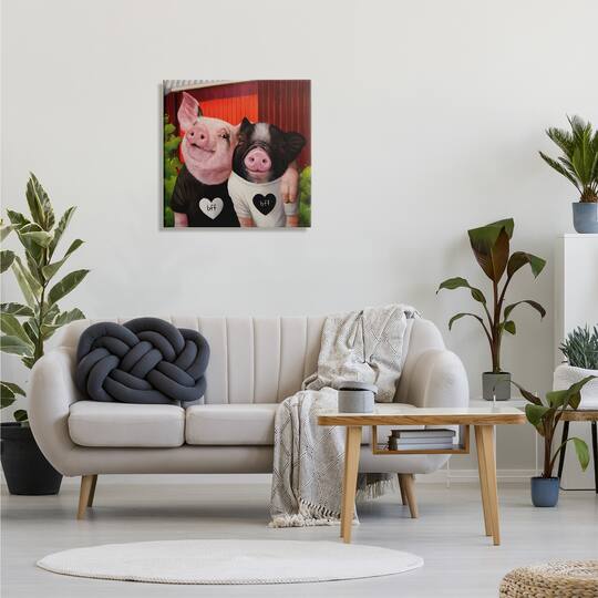 Stupell Industries Best Friends Forever Farm Pigs Happy Fun Animals Canvas Wall Art
